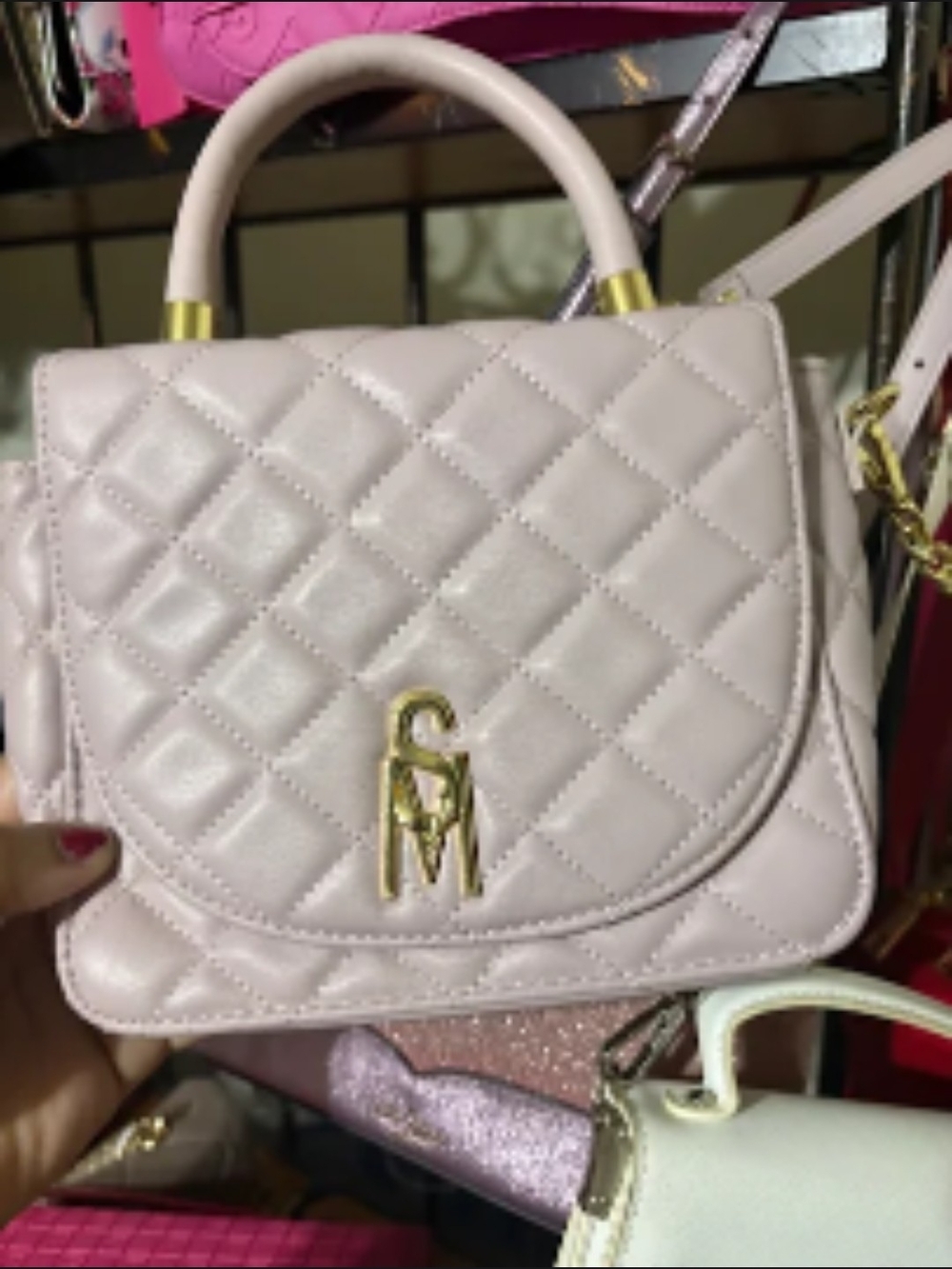 Steve Madden Quilted Top-Handle Satchel - Pale Pink